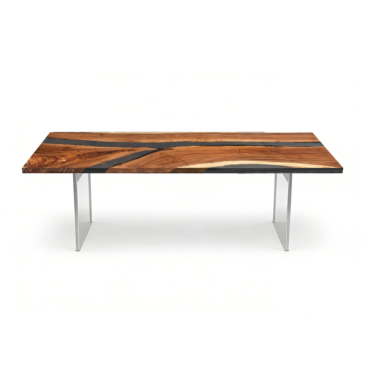 Walnut Wood Black River Rectangular Resin Conference Table