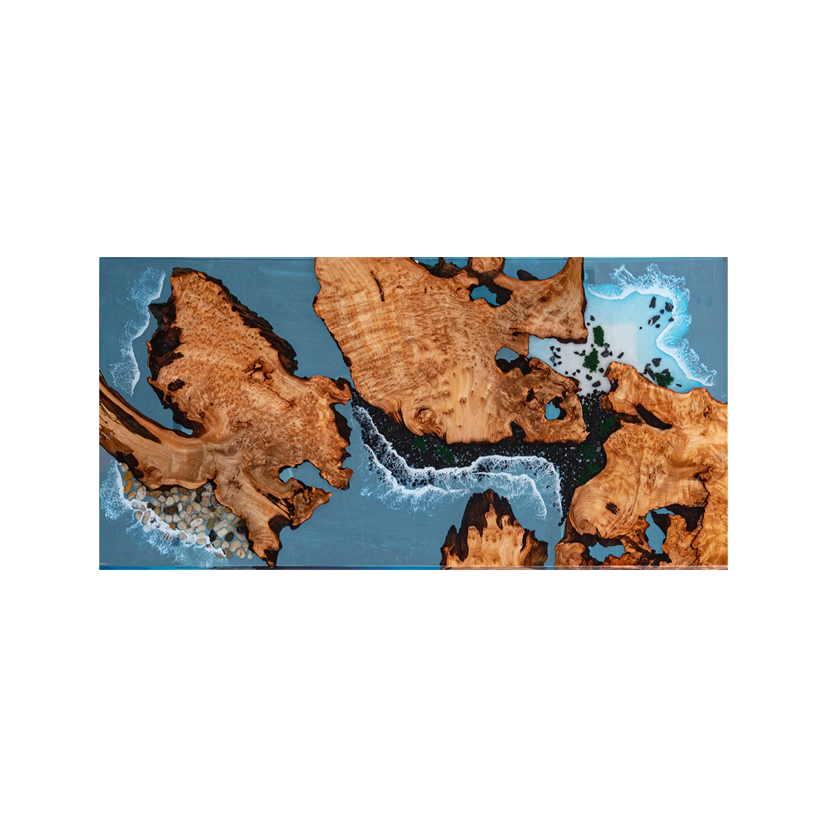 Poplar Wood Ocean Scene Rectangle Resin Coffee Table