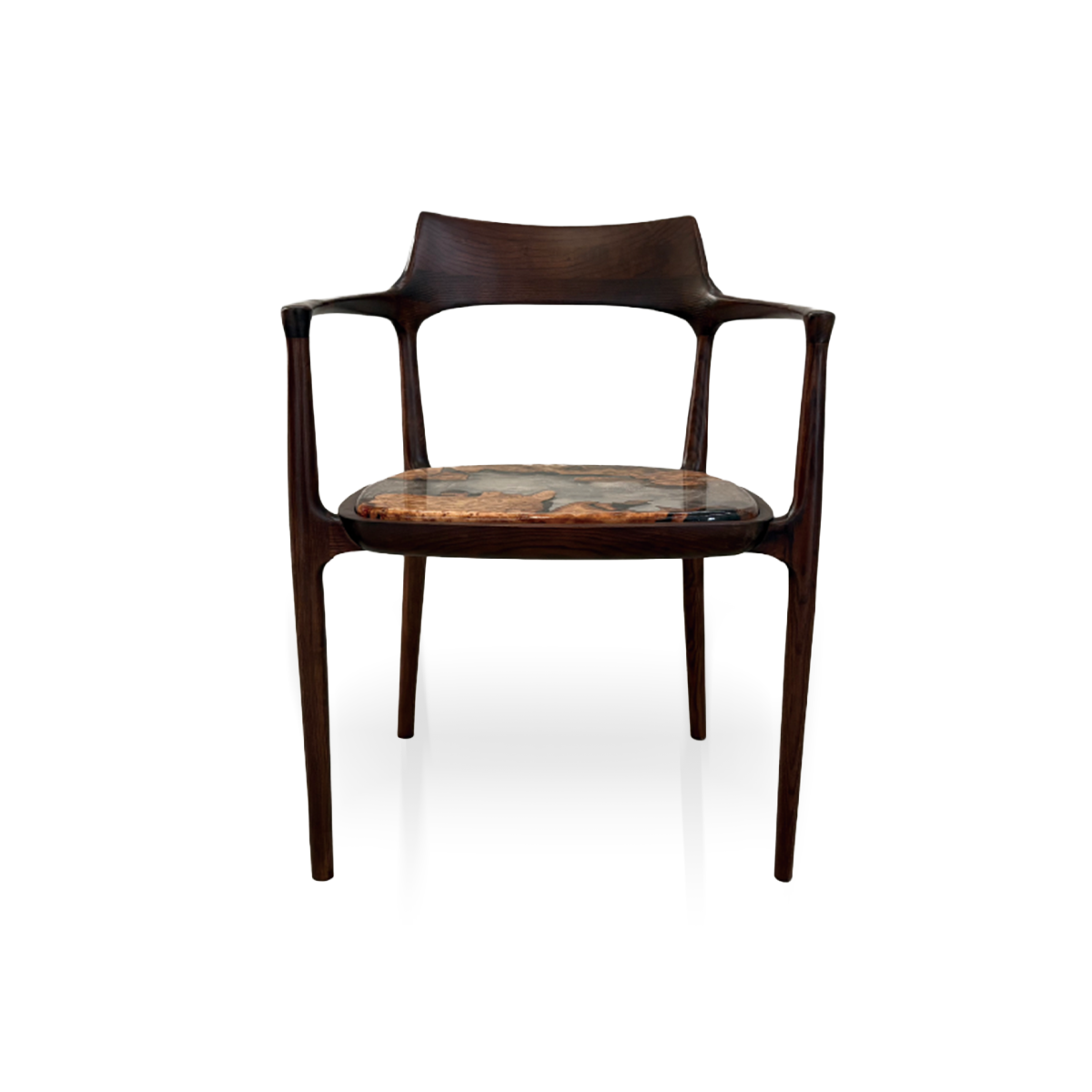 Poplar Wood Epoxy Resin Curved-back Armchair