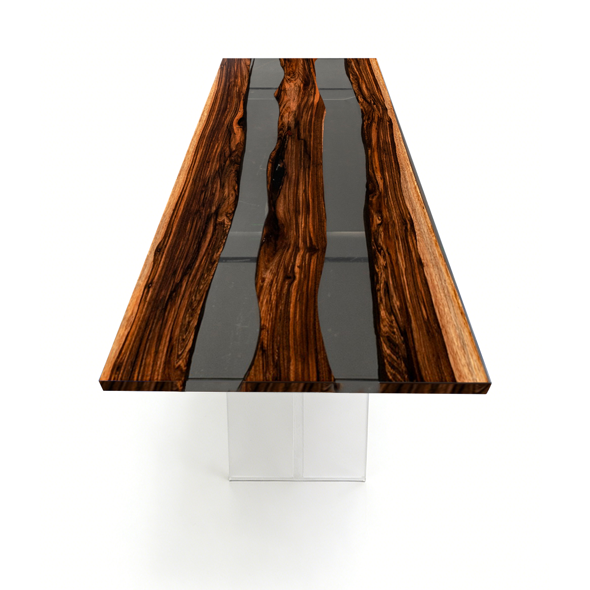 Black Walnut Wood Rectangle Epoxy Resin Dining Table