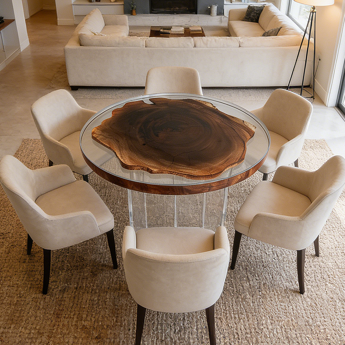 Black Walnut Wood Resin Round Table