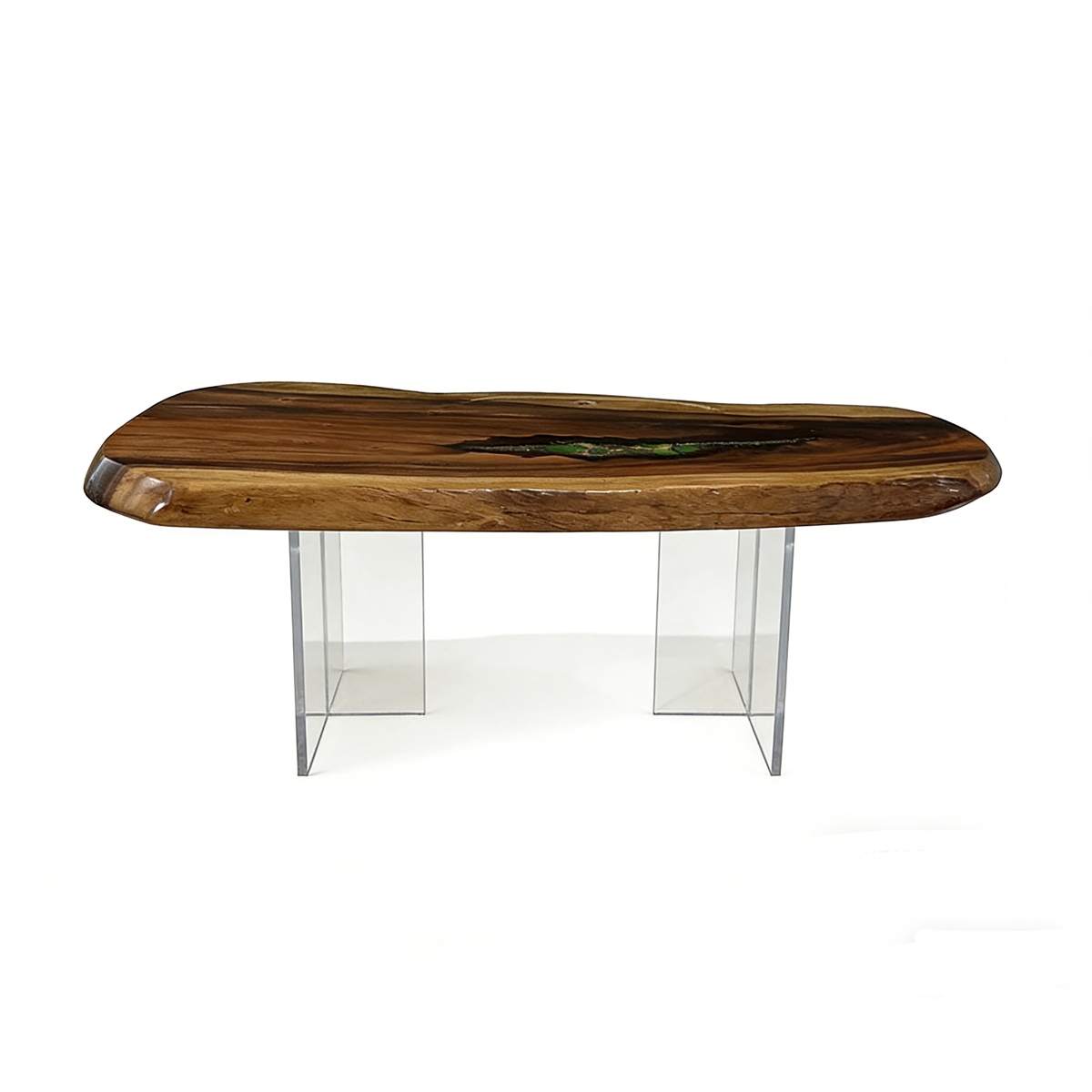 Walnut Wood Natural Slab Greenery Resin Table 30“W x 63"L