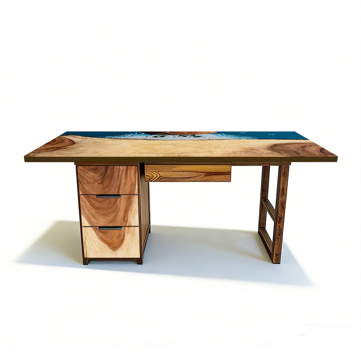 Walnut Wood Ocean Wave Epoxy Desk