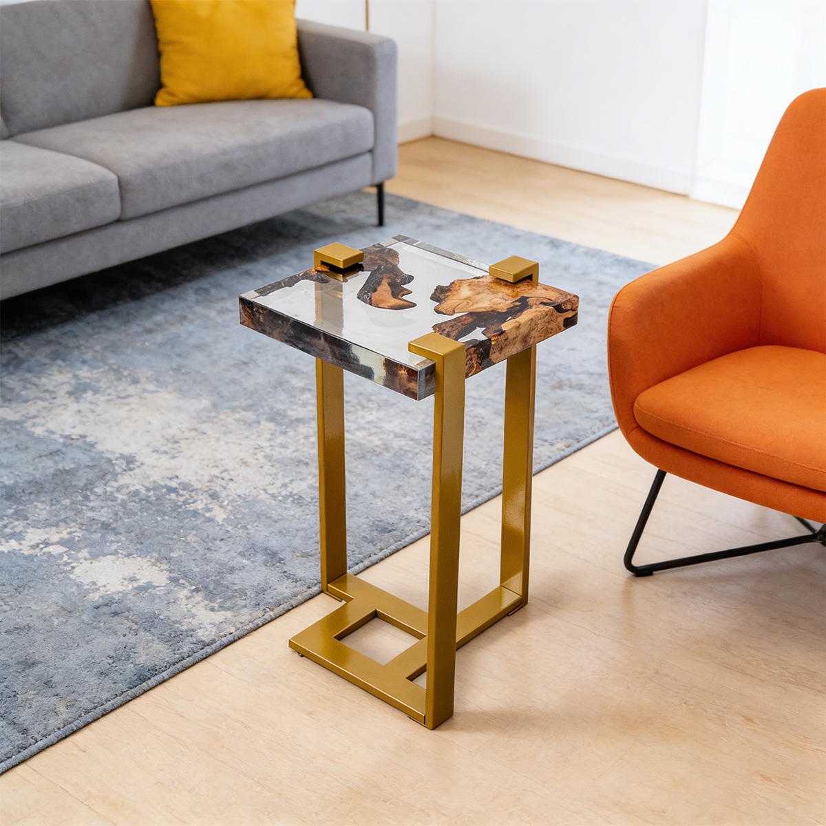 Poplar Wood Resin Side Table