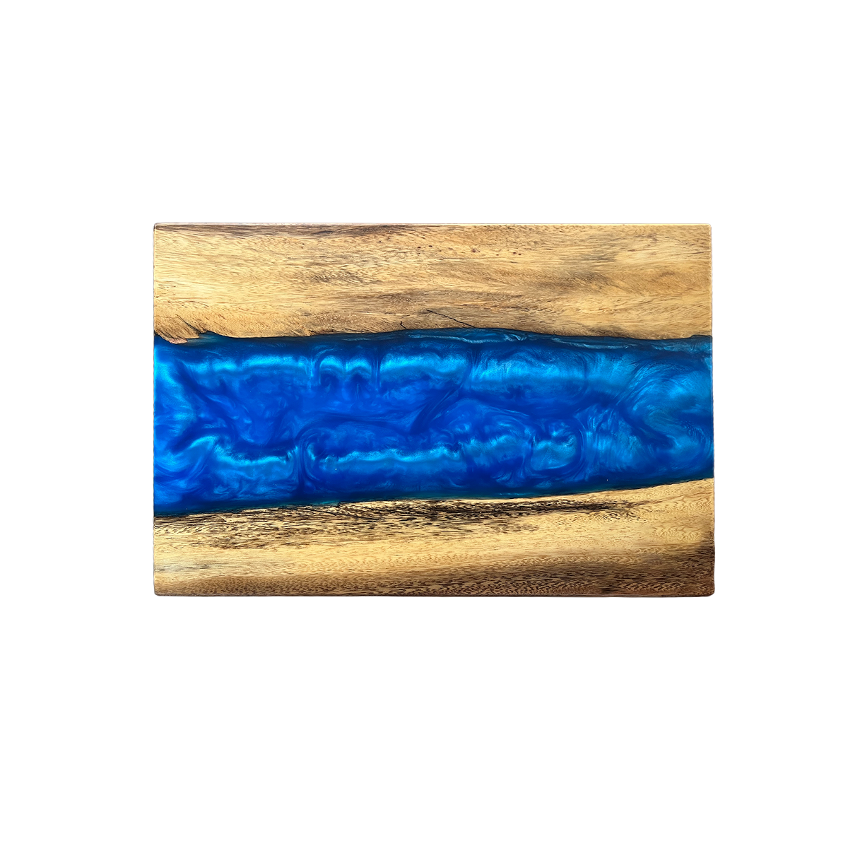 Walnut Wood Blue Sky Rectangle Resin Coffee Table