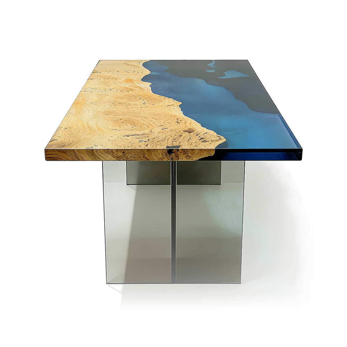 Poplar Wood Lake Scene Rectangle Resin Coffee Table