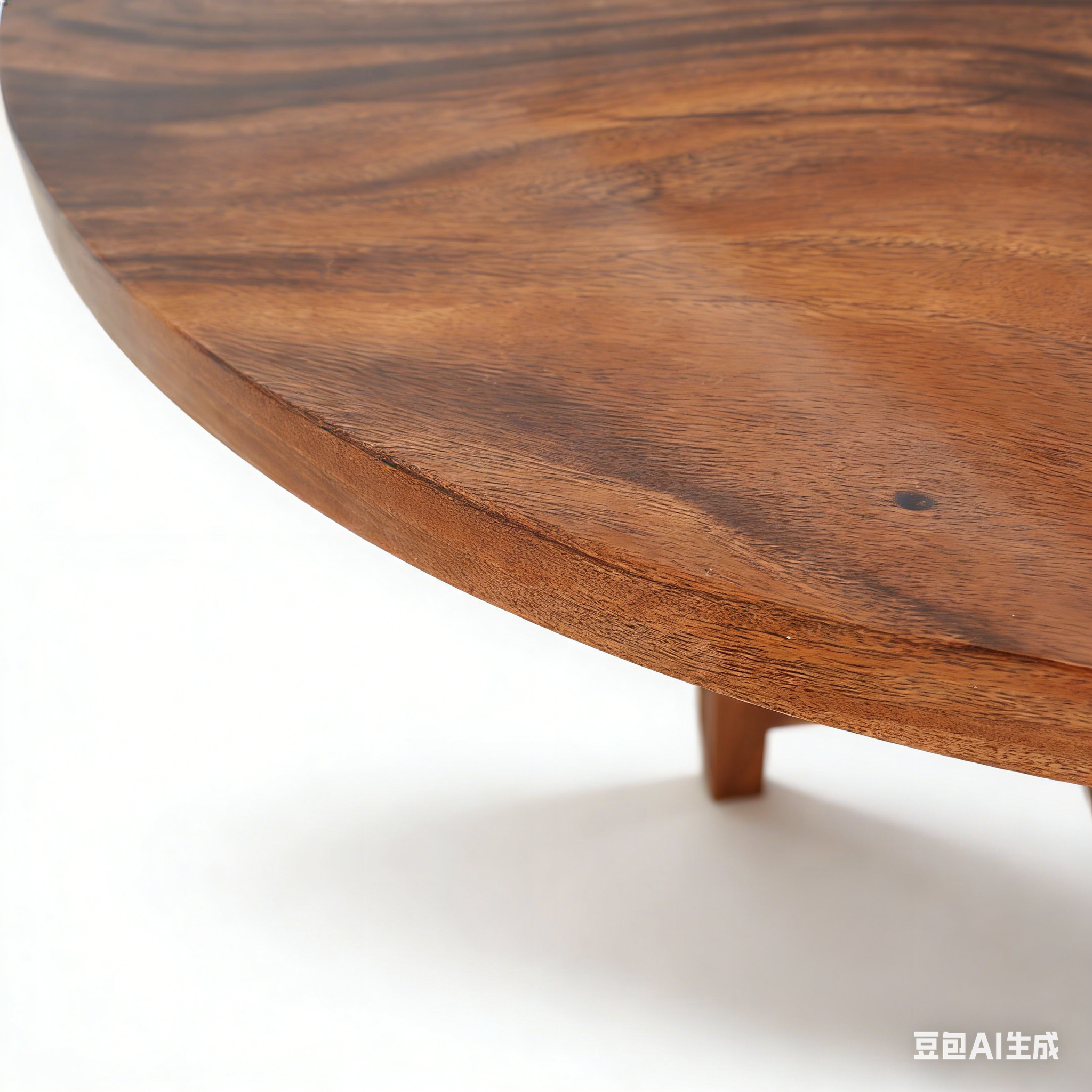 Walnut Wood Round Orange Resin Side Table