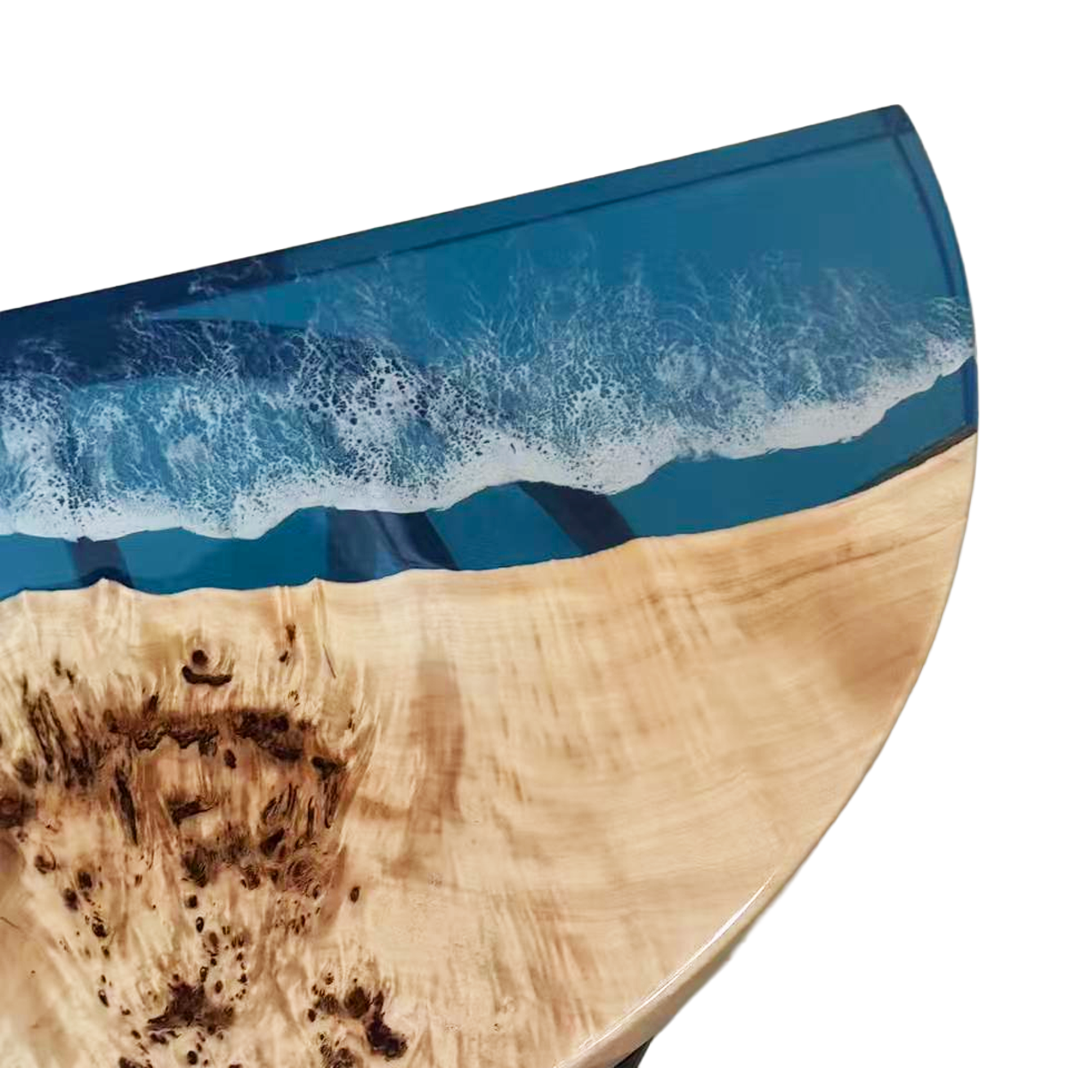 Poplar Wood Ocean Wave Semi-circle Side Table