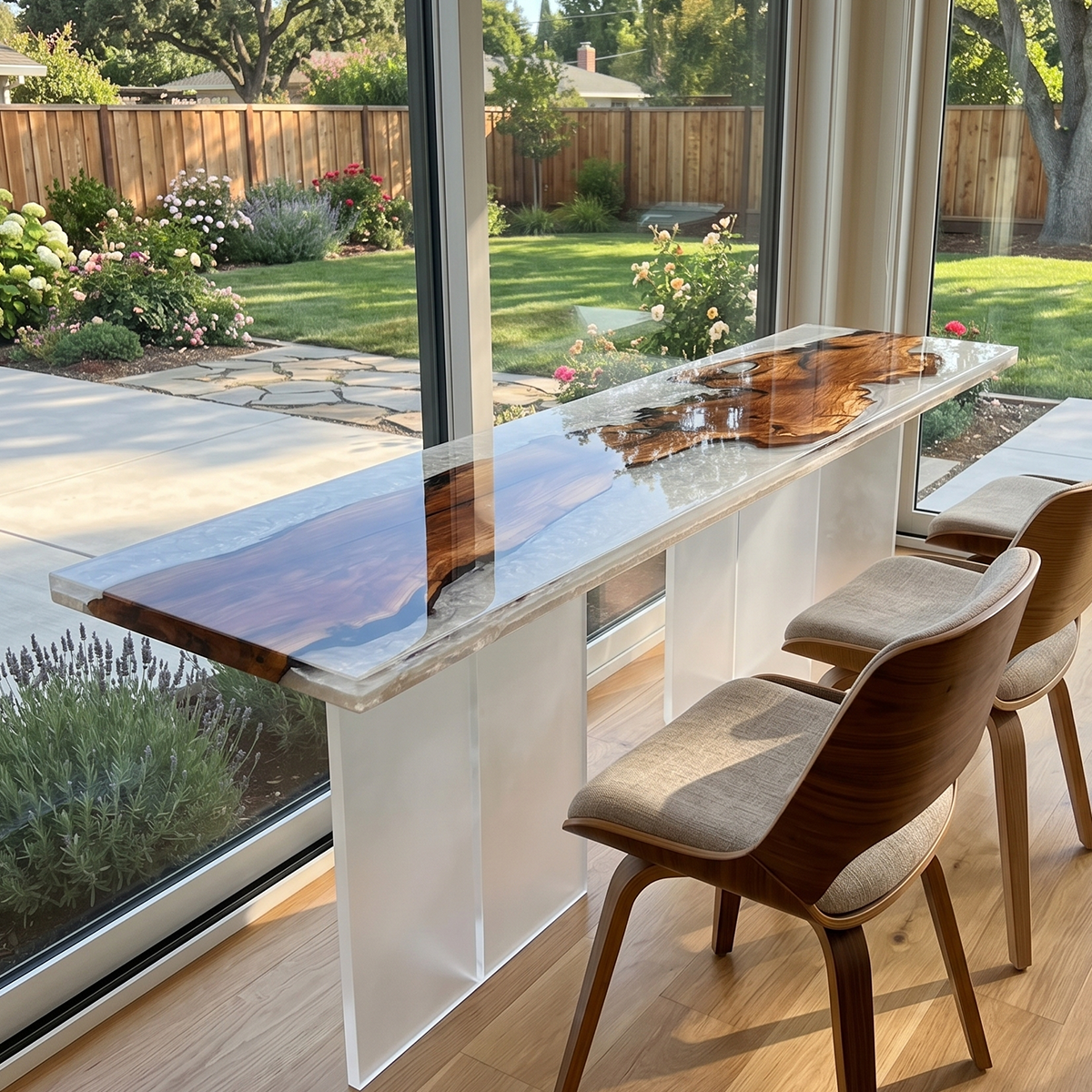 Olive Wood Frosted Epoxy Resin River Coffee Table