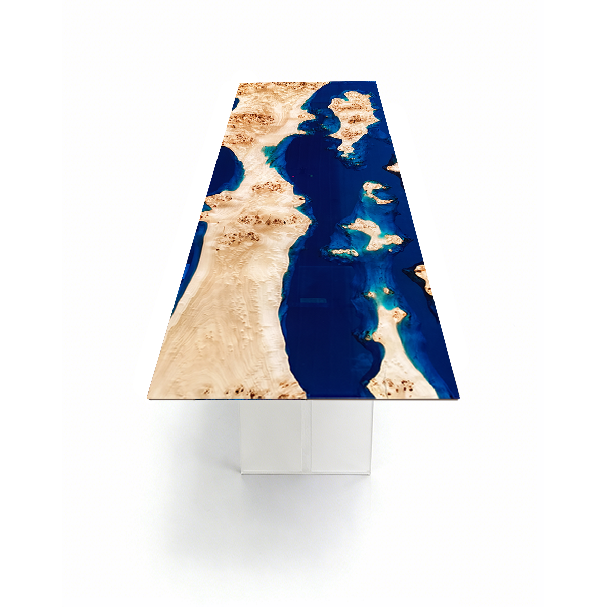 Ocean Archipelago Poplar Wood Blue Wave Epoxy Resin Conference Table