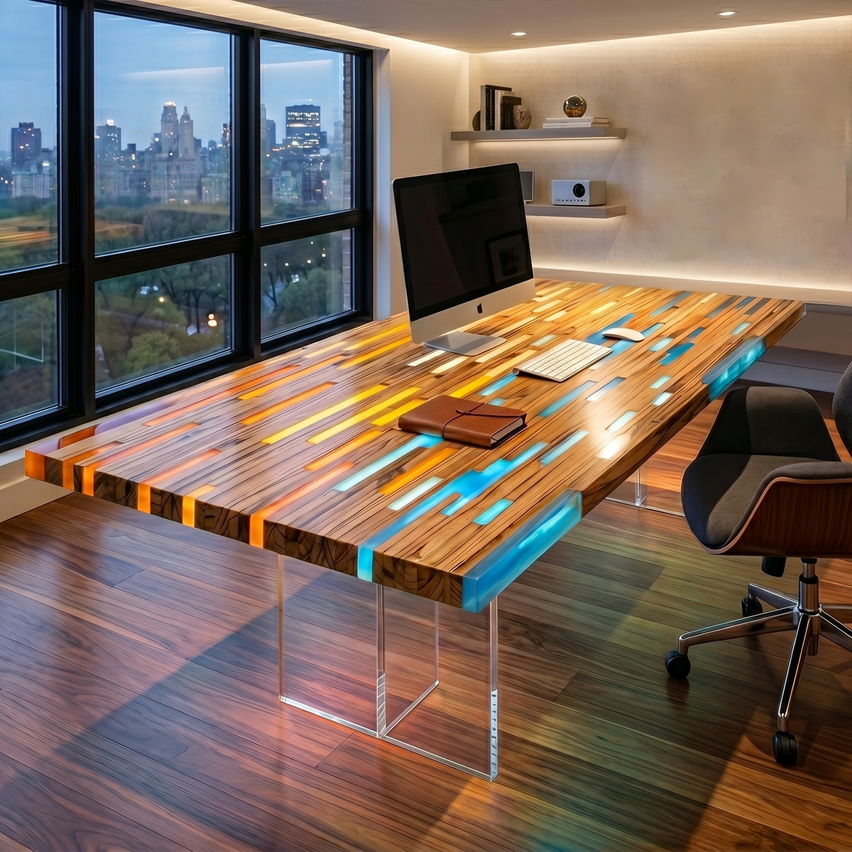 Soft Glow Wood Epoxy Resin LED Table