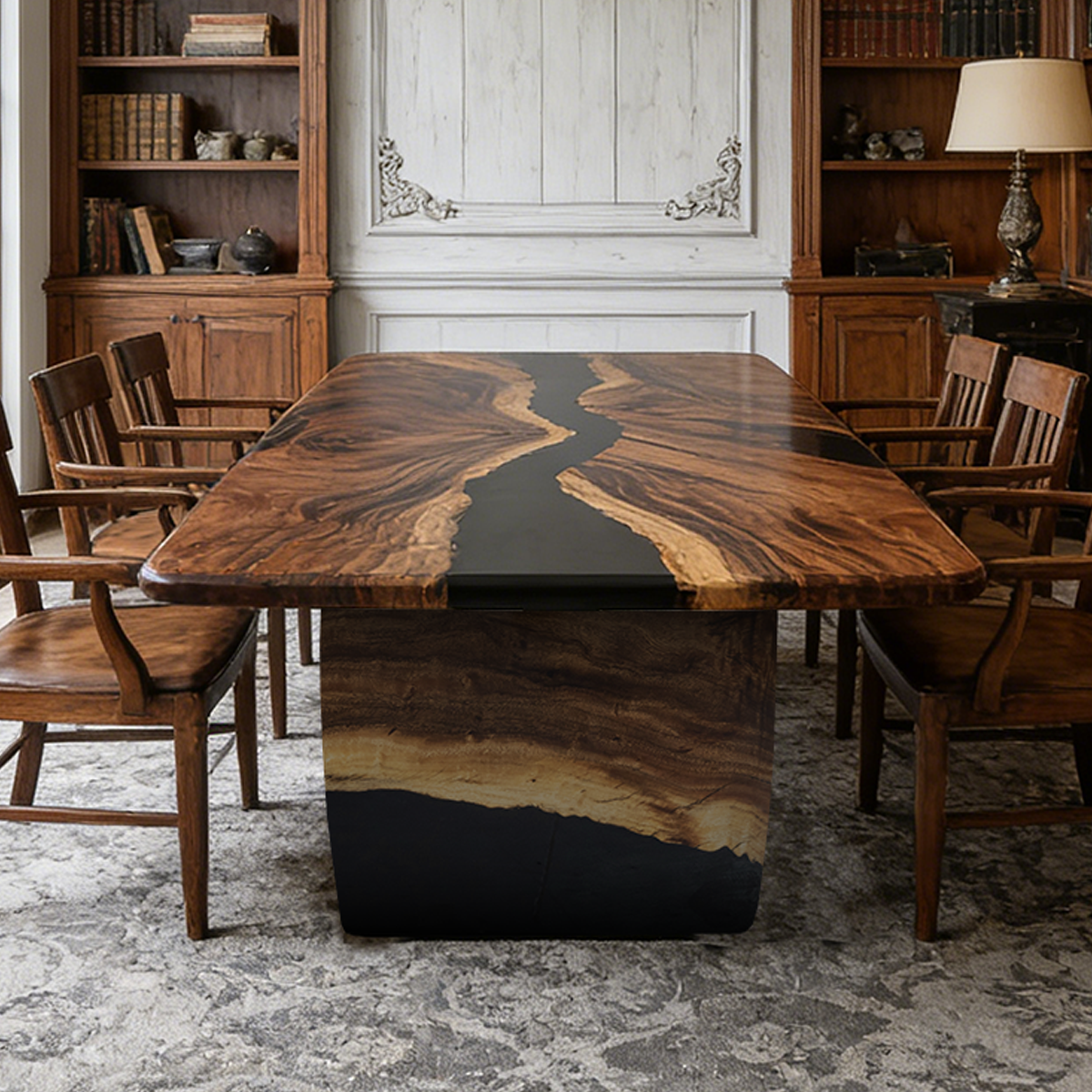 Walnut Wood Black River Conference Table