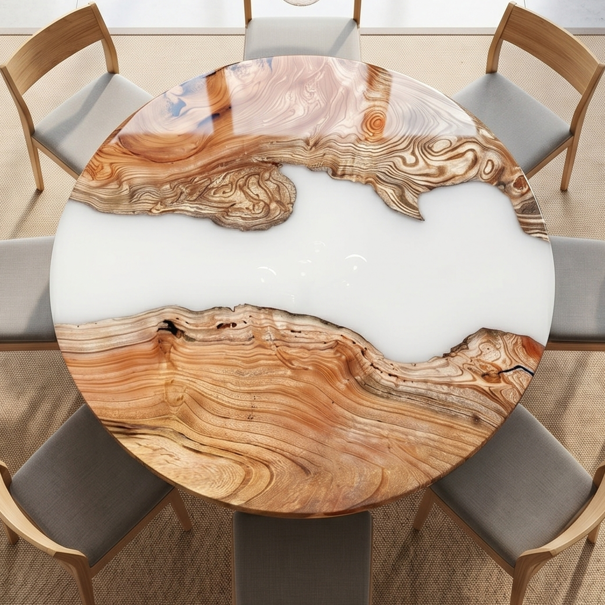 Wood Epoxy Resin White River Coffee Table