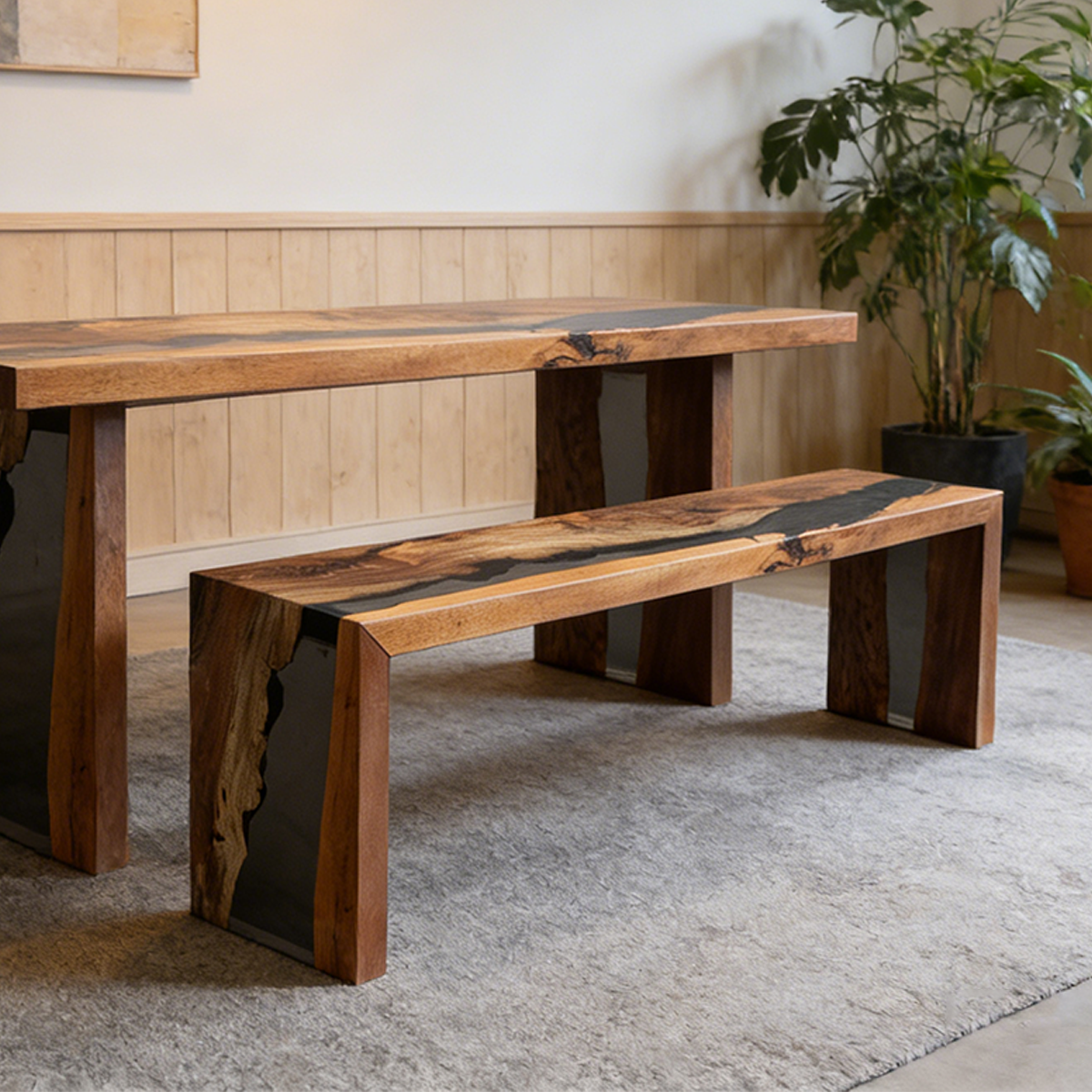 Black walnut wood bench