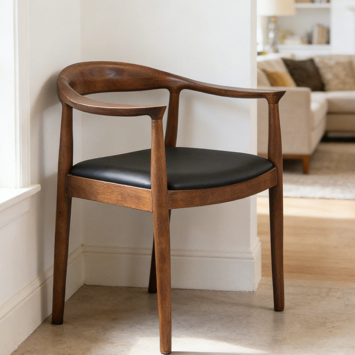 Contemporary Curved Wood Armchair