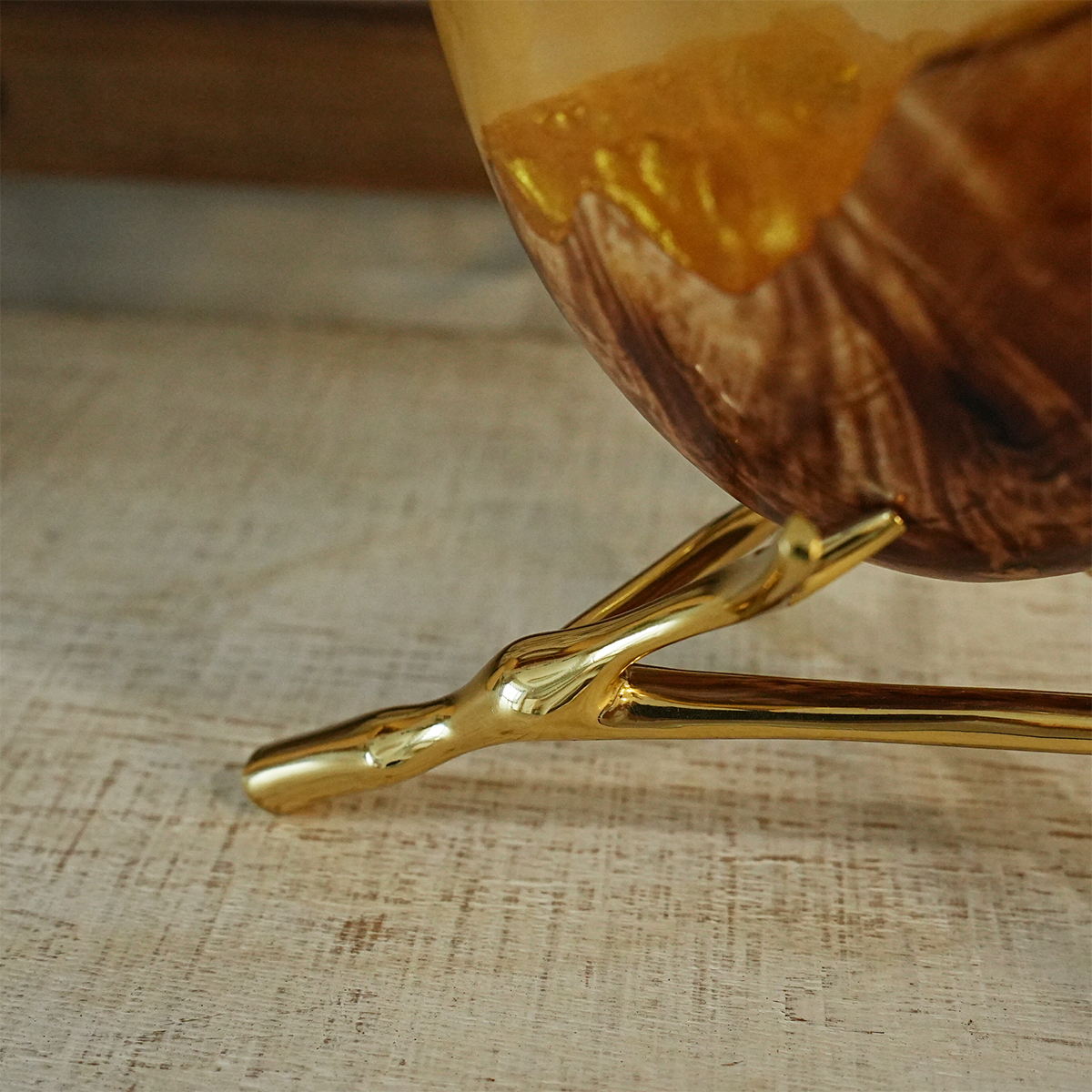 Amber Resin Egg-Shaped Decorative Ornament