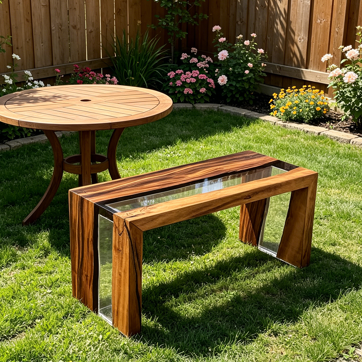 Walnut Wood Resin Rive Stool
