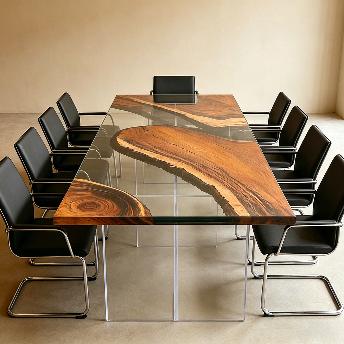 Black Walnut Wood Resin Conference Table