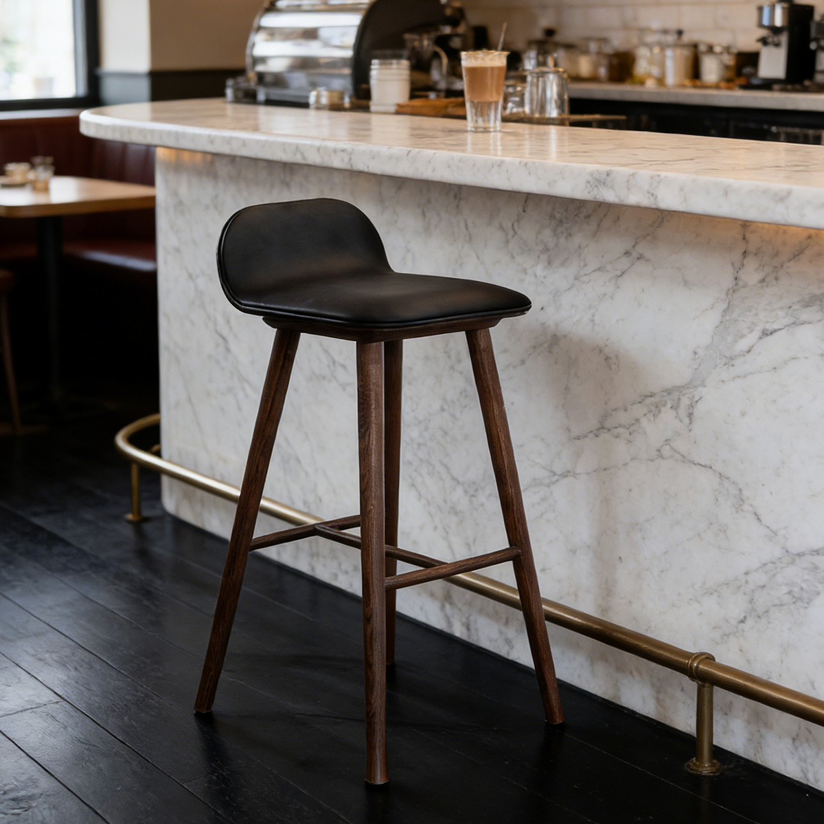 Walnut Wood Resin Bar Stool