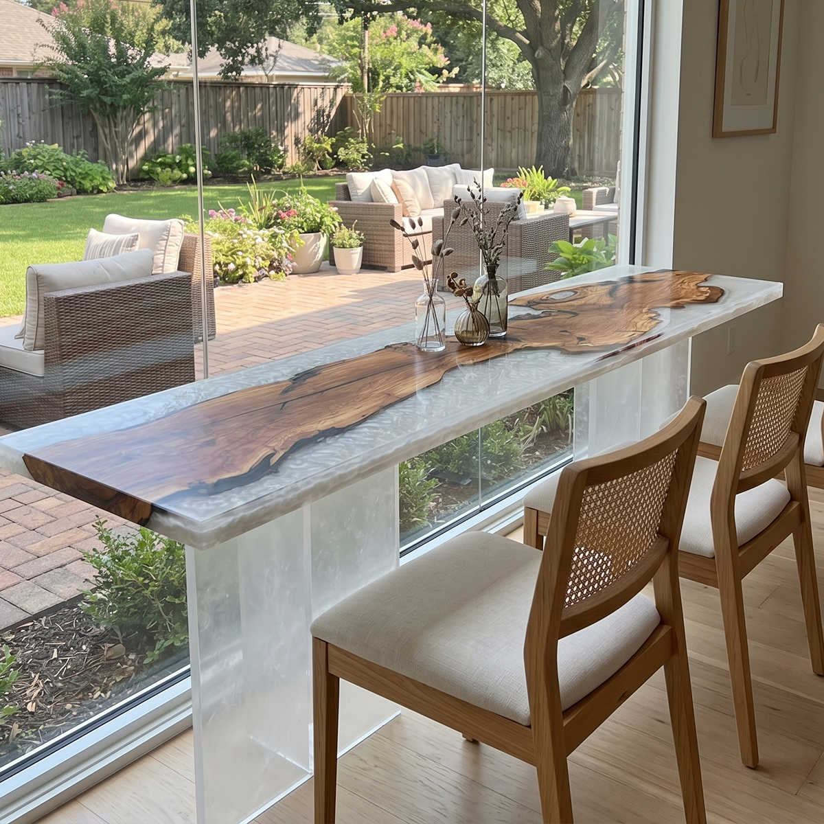 Olive Wood Frosted Epoxy Resin River Coffee Table