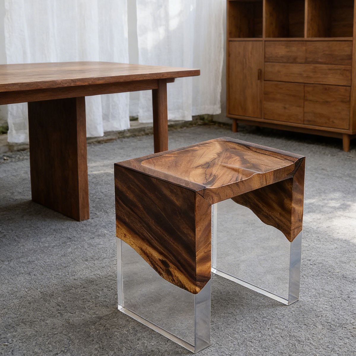 Walnut Wood Resin Stool