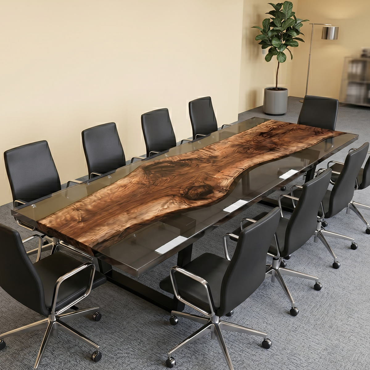 Walnut Wood Epoxy Resin Conference Table