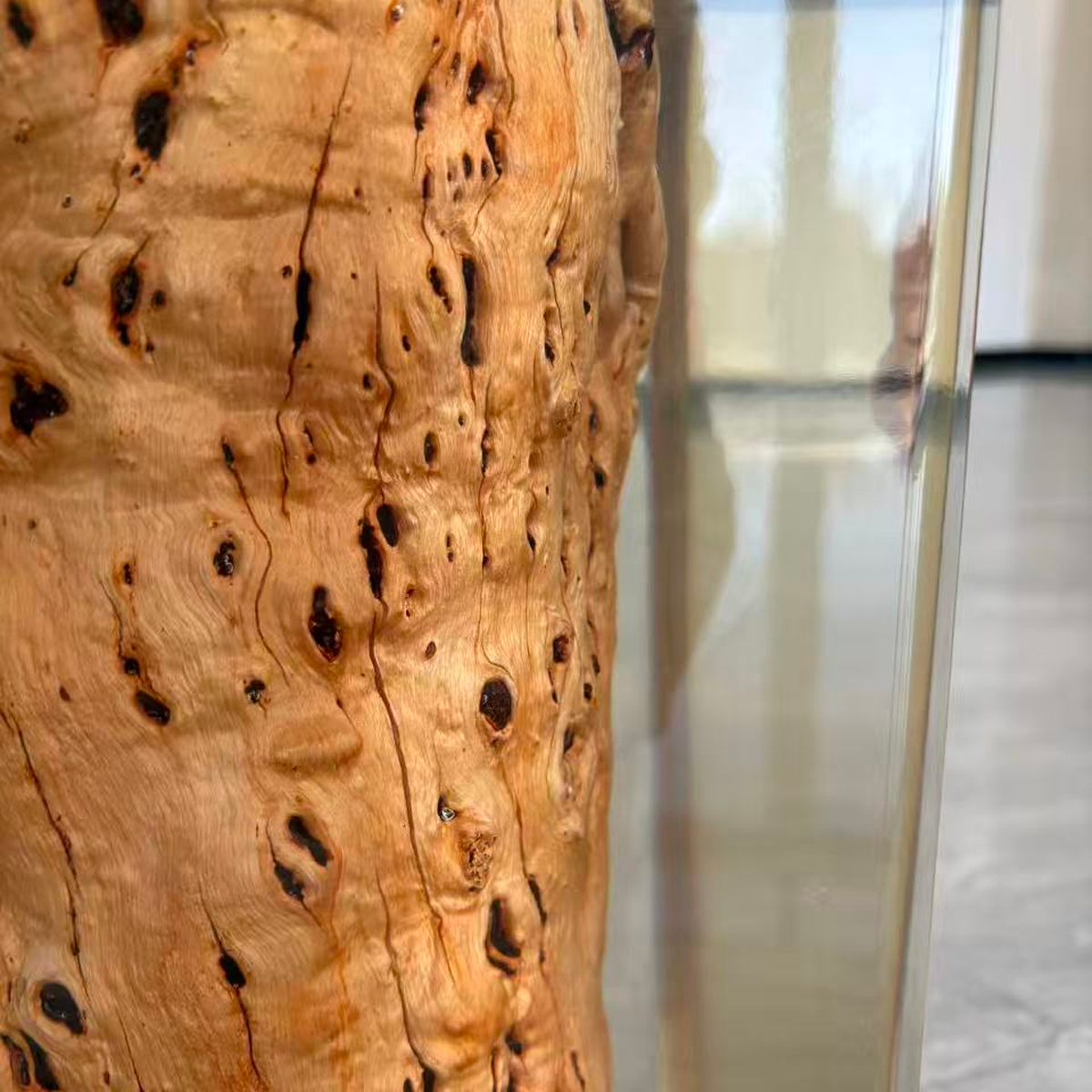 Epoxy Resin Encased Burl Wood Cube Stool