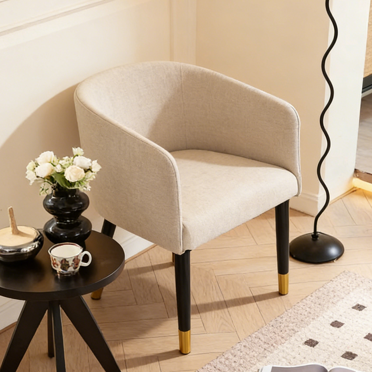 Curved Back Upholstered Chair