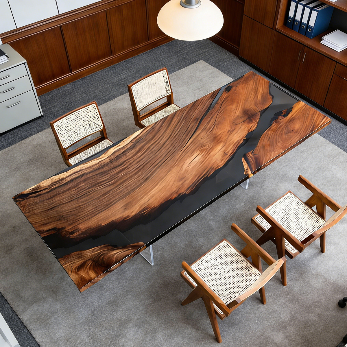 Black Walnut Wood Black River Rectangle Conference Table