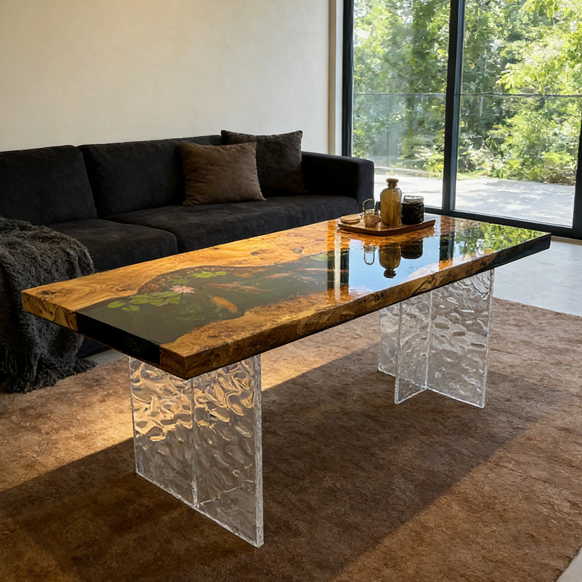 Wood River Rectangle Resin Coffee Table 28"W x 55"L