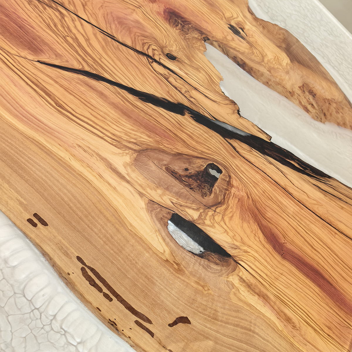 Olive Wood Frosted Epoxy Resin Dining Table