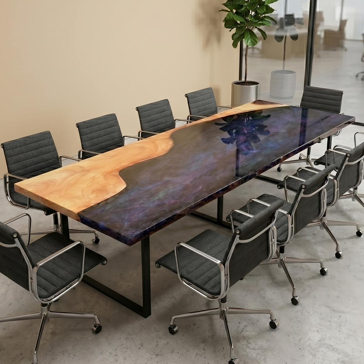 Cunninghamia Wood Sky Epoxy Resin Conference Table