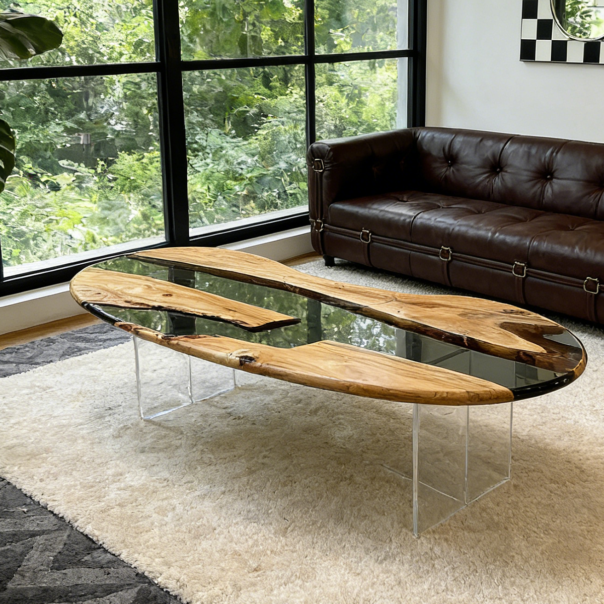 Olive Wood Live Edge Resin Coffee Table