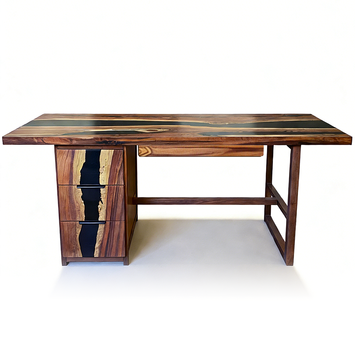 Black Walnut Wood Black Epoxy Desk