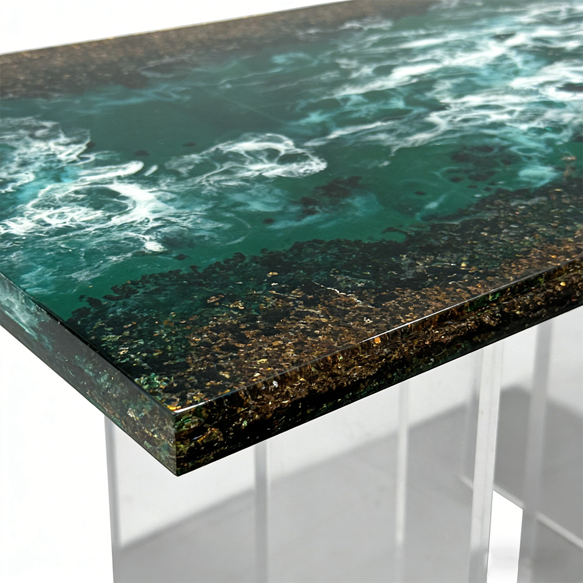 Ocean Wave Rectangle Epoxy Resin Coffee Table