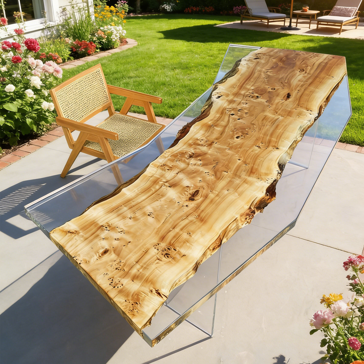 Live Edge Poplar Wood Resin Coffee Table