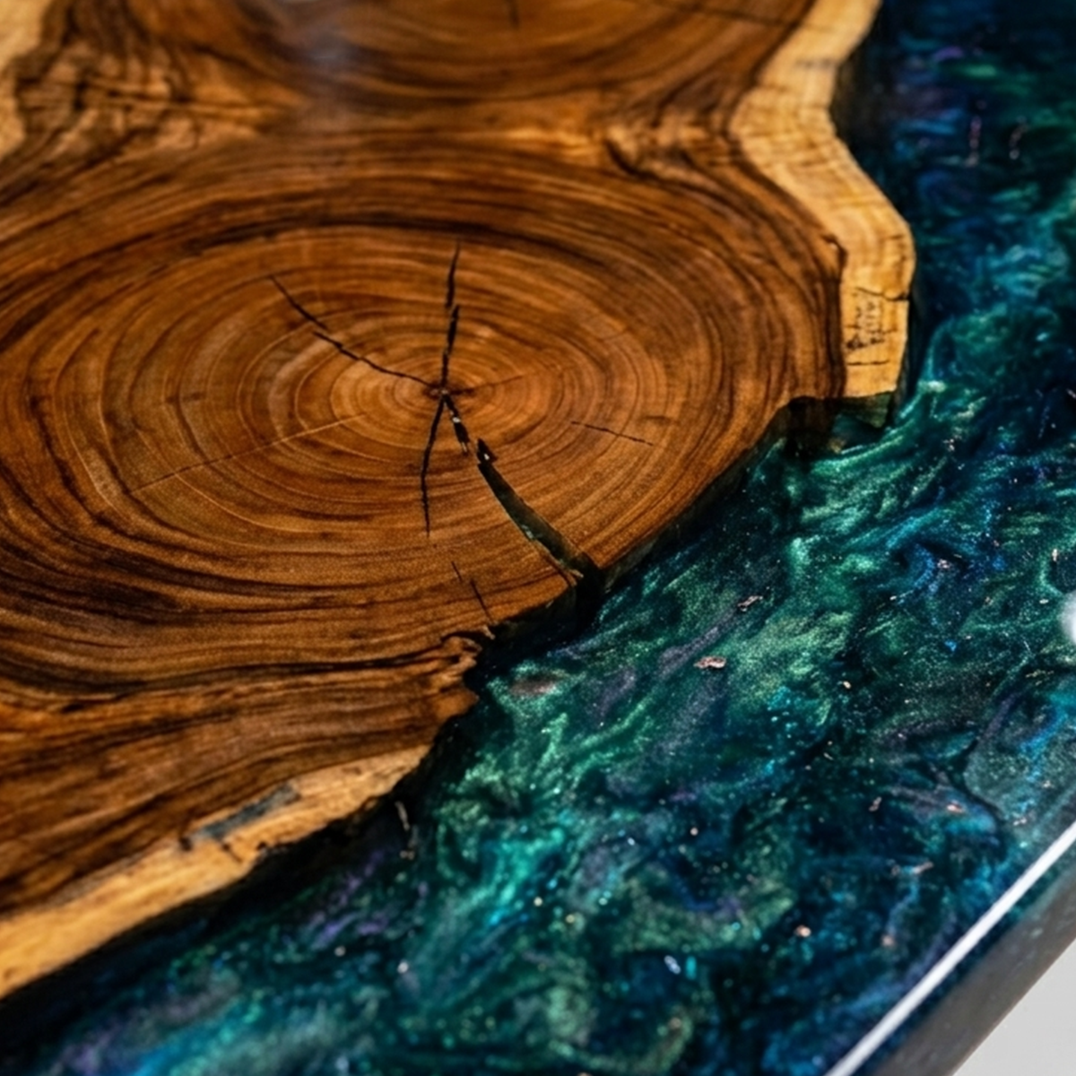 Black Walnut Wood Sky River Epoxy Resin Conference Table