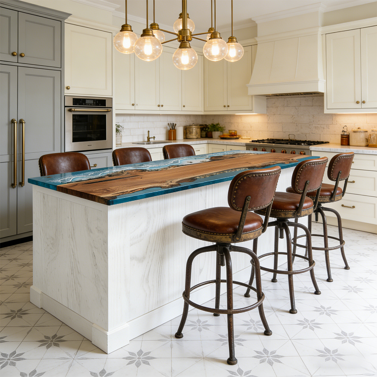 Walnut Wood Coastal Scenery Rectangle Resin Countertop