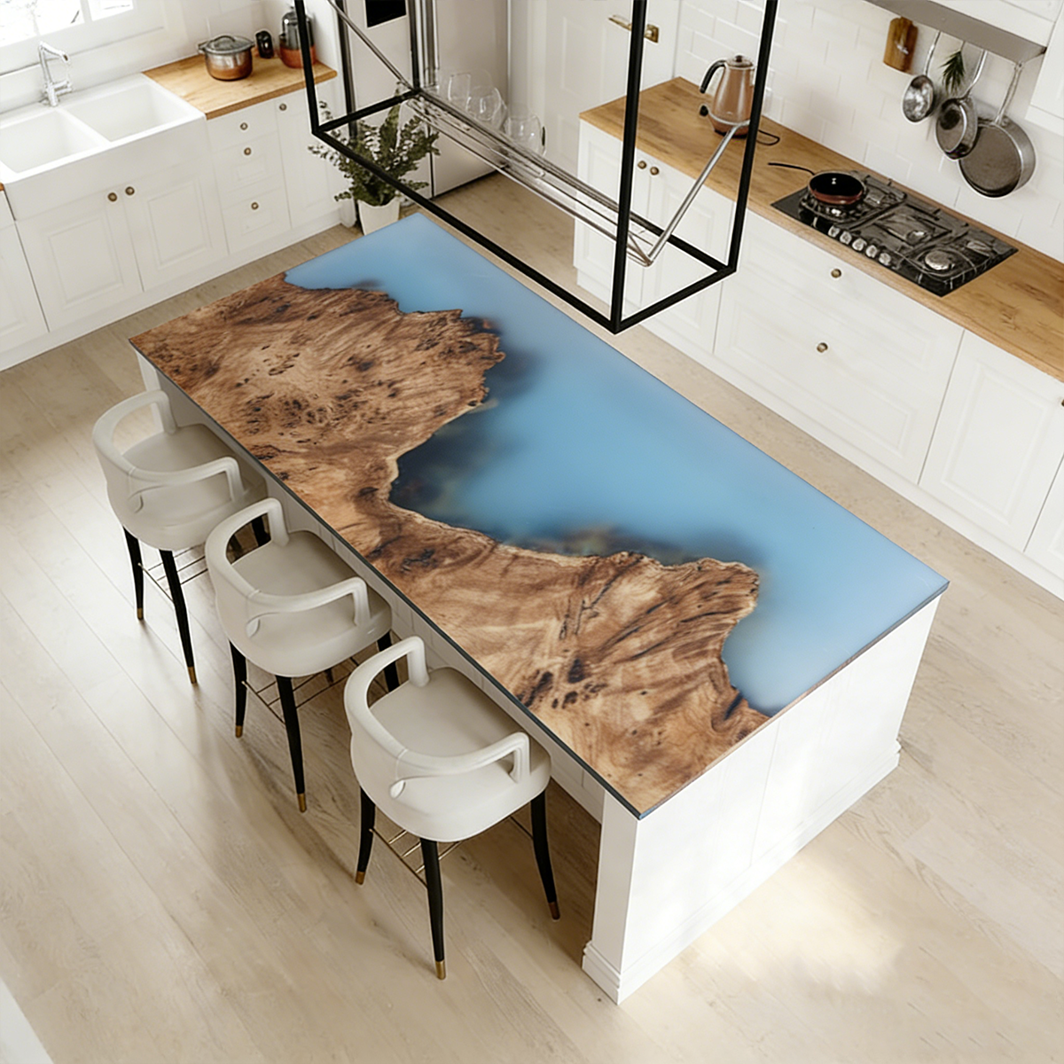 Poplar Wood Coastal Scenery Rectangle Resin Countertop