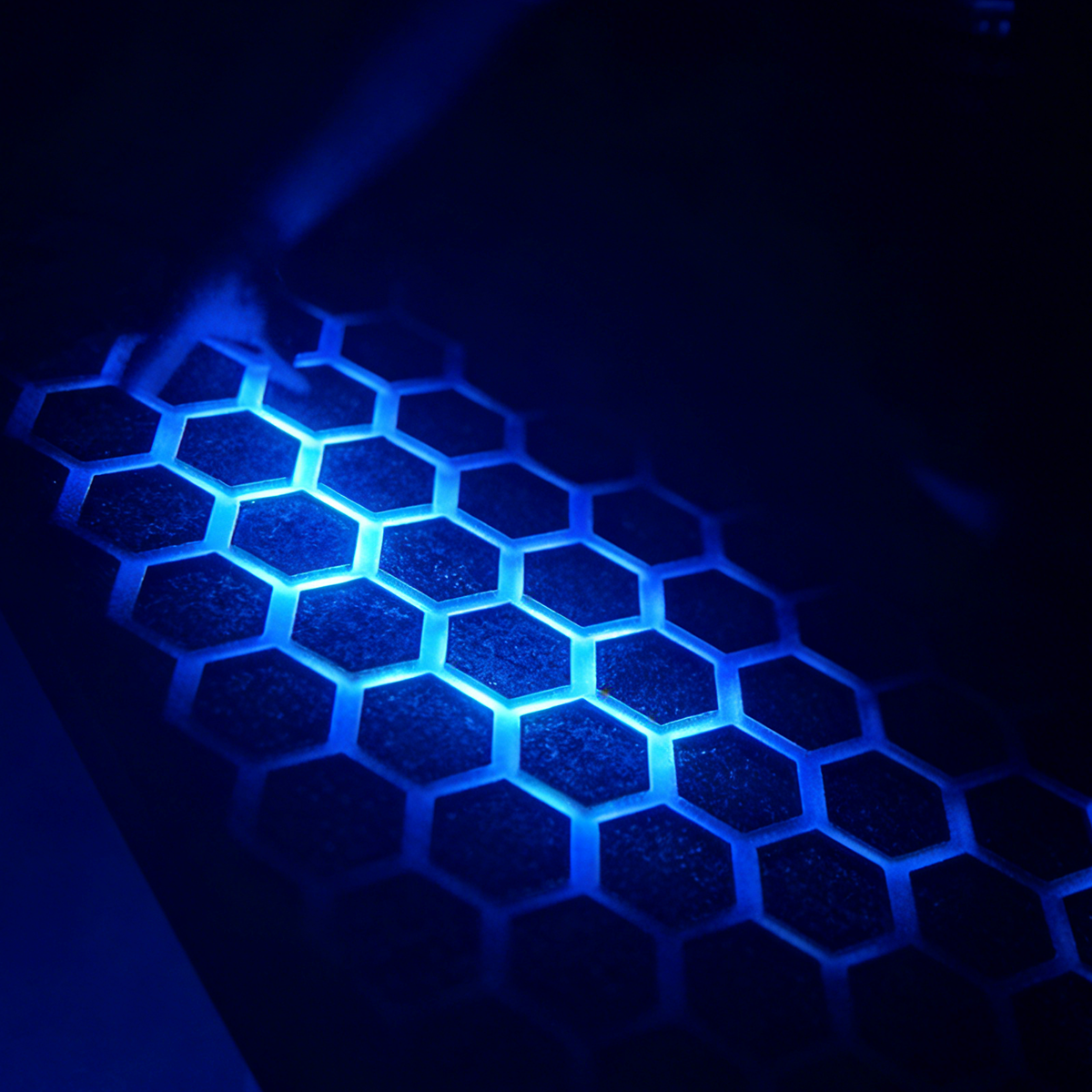 Hexagonal Walnut Wood LED Resin Coffee Table