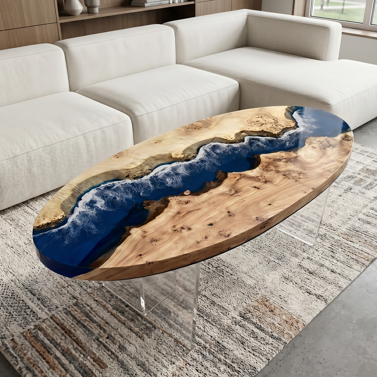 Ocean Tide Poplar Epoxy Resin Coffee Table