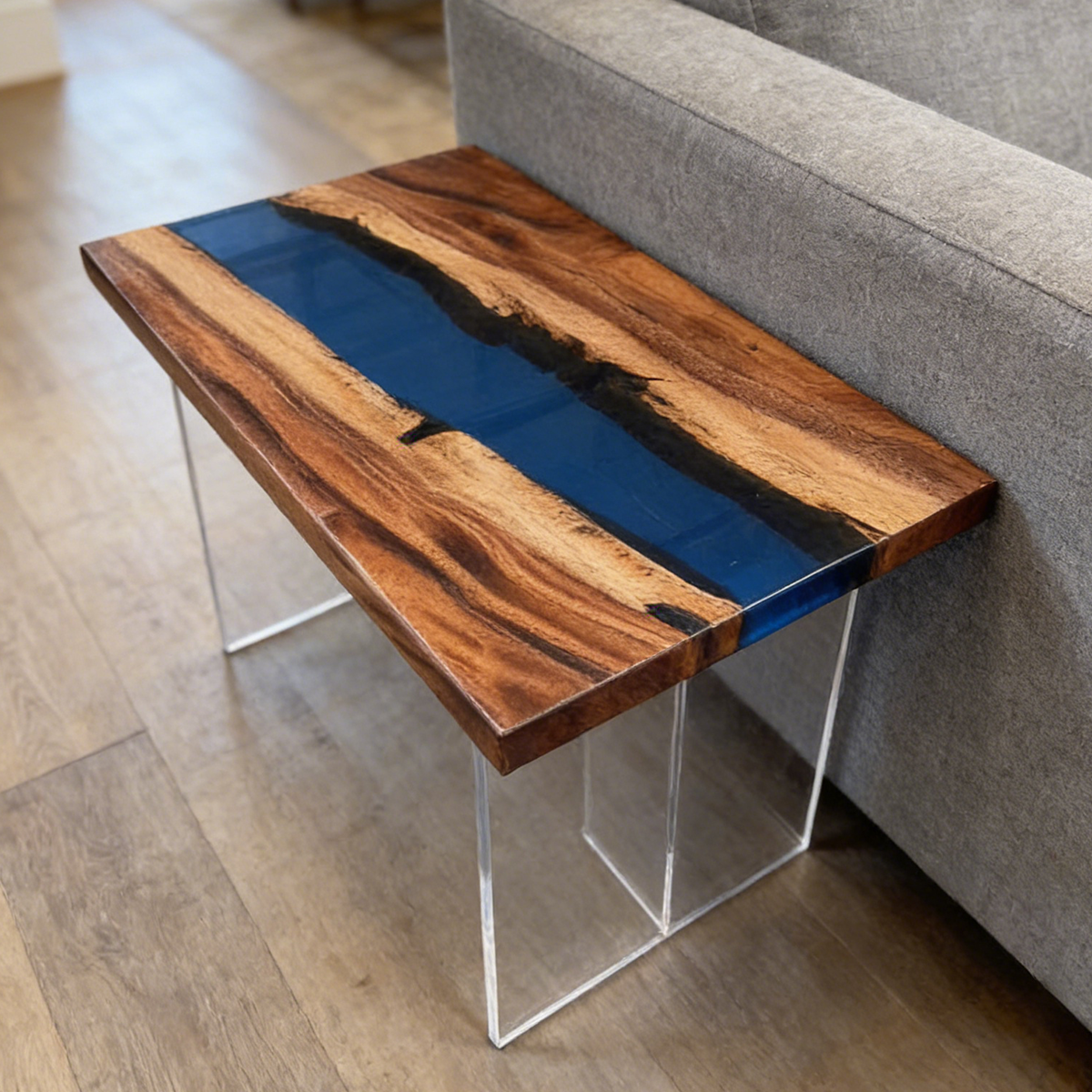 Walnut Wood Blue River Side Table