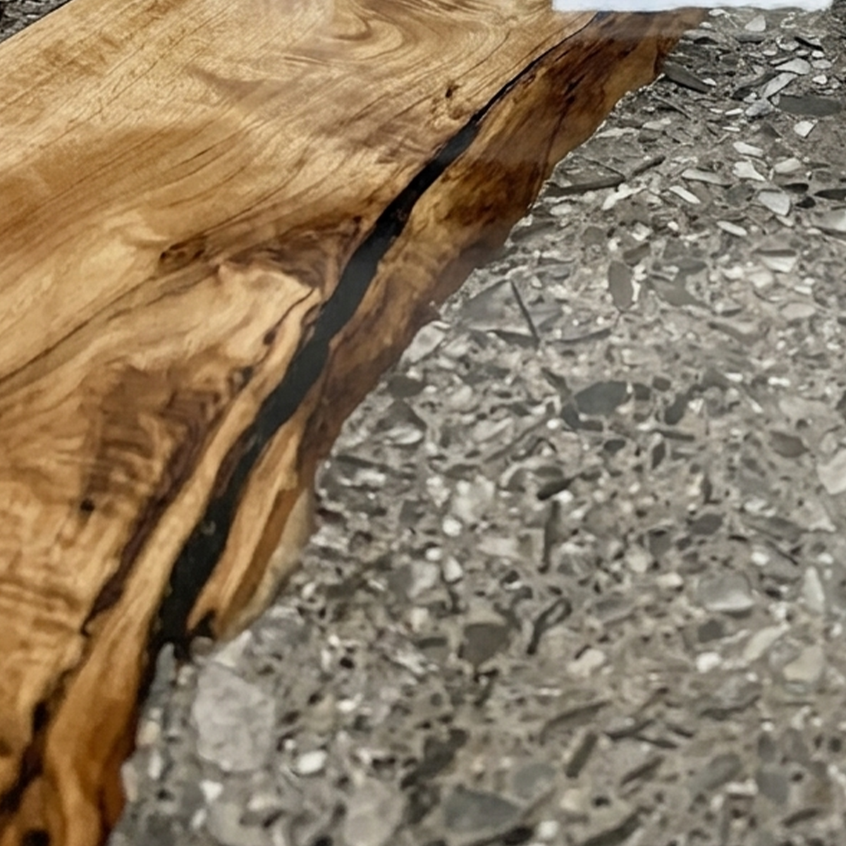 Camphor Wood Elliptical Resin Coffee Table