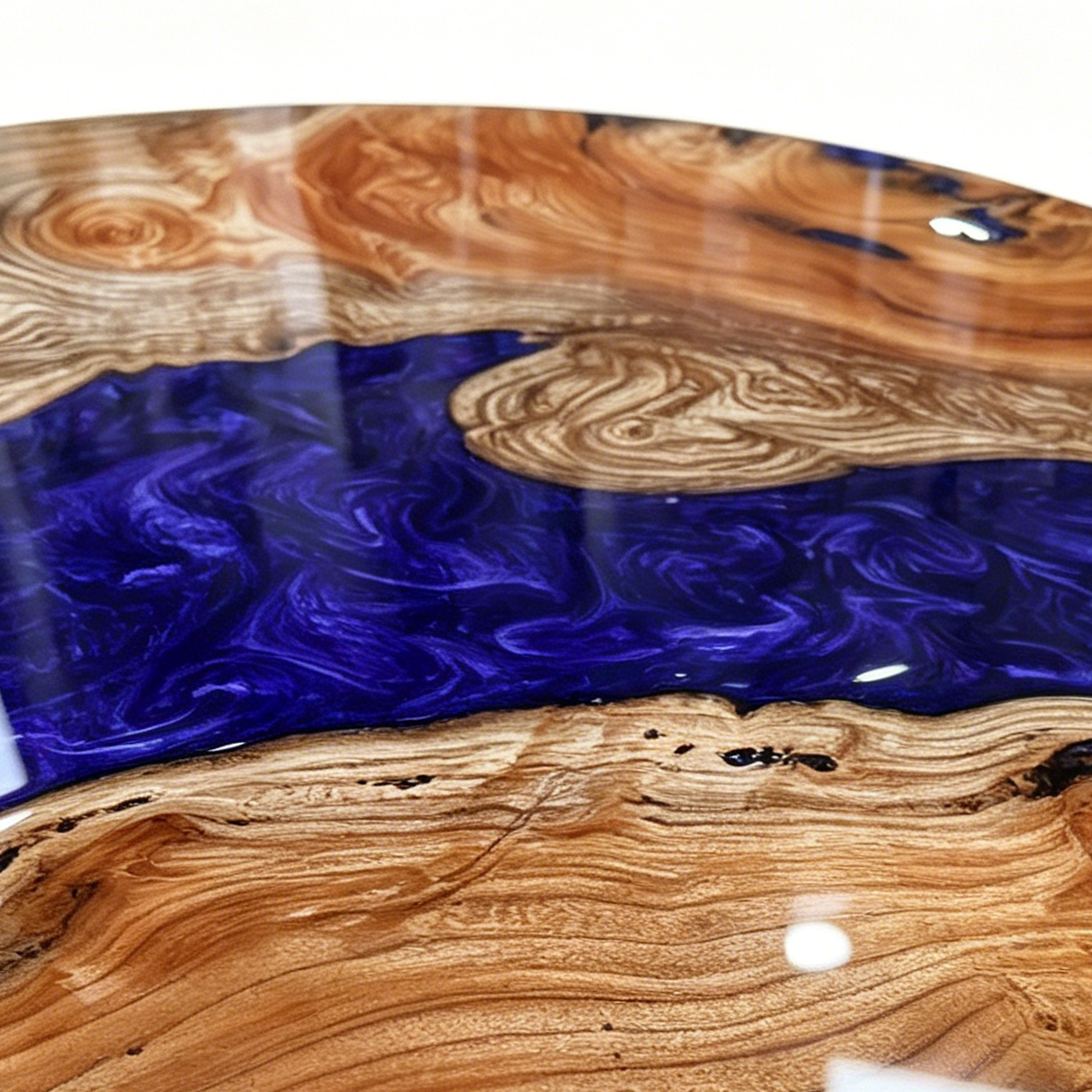Ash Wood Blue Epoxy Resin River Round Table