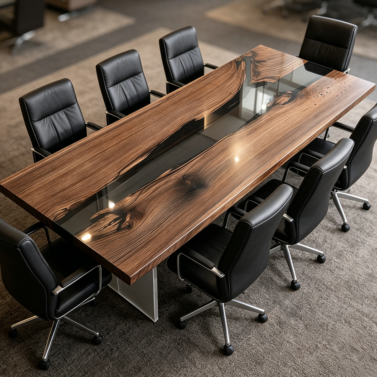 Black Walnut Resin Conference Table