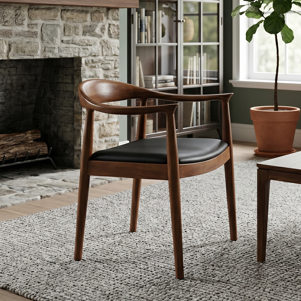 Contemporary Curved Wood Armchair