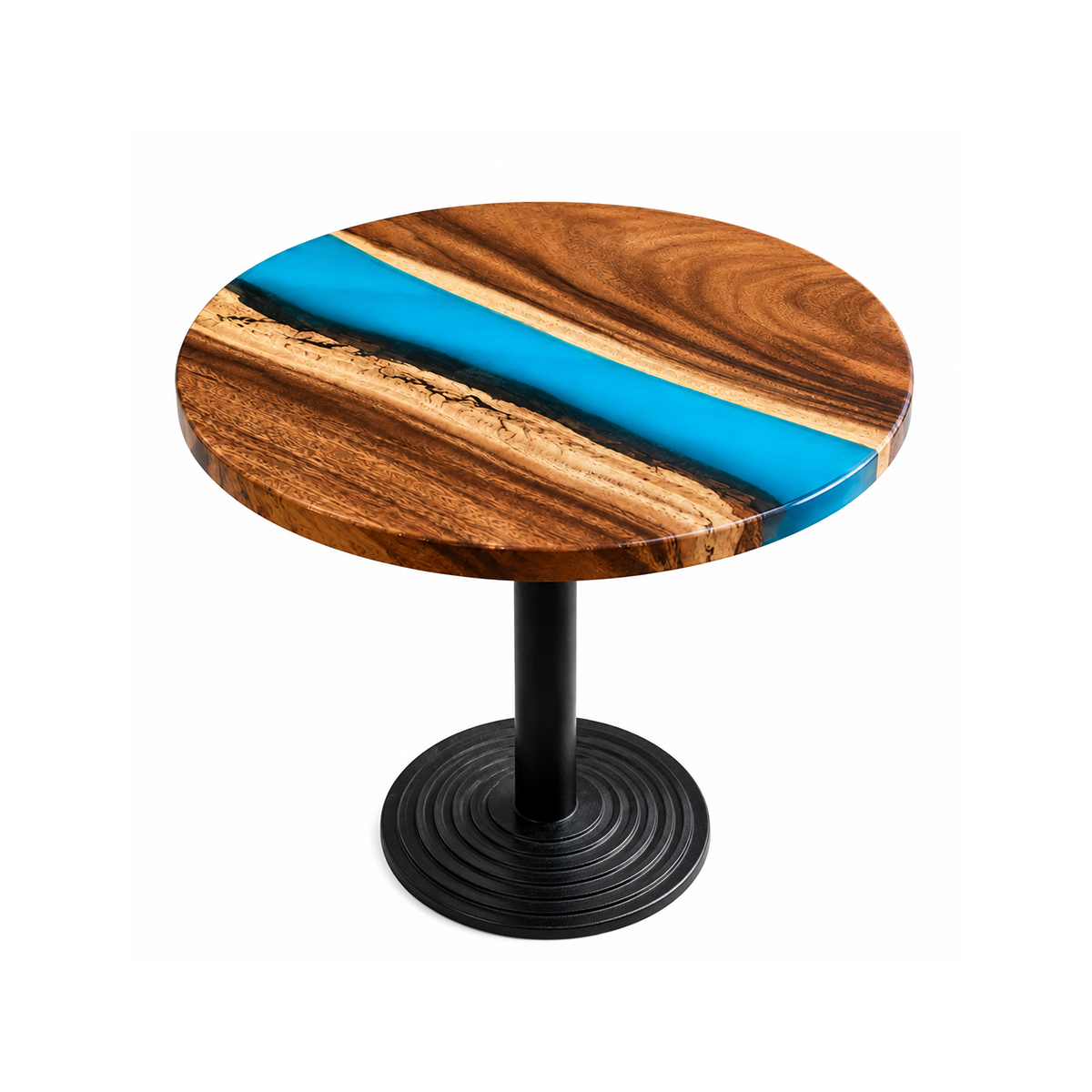 Walnut Azure River Cafe Epoxy Resin Table
