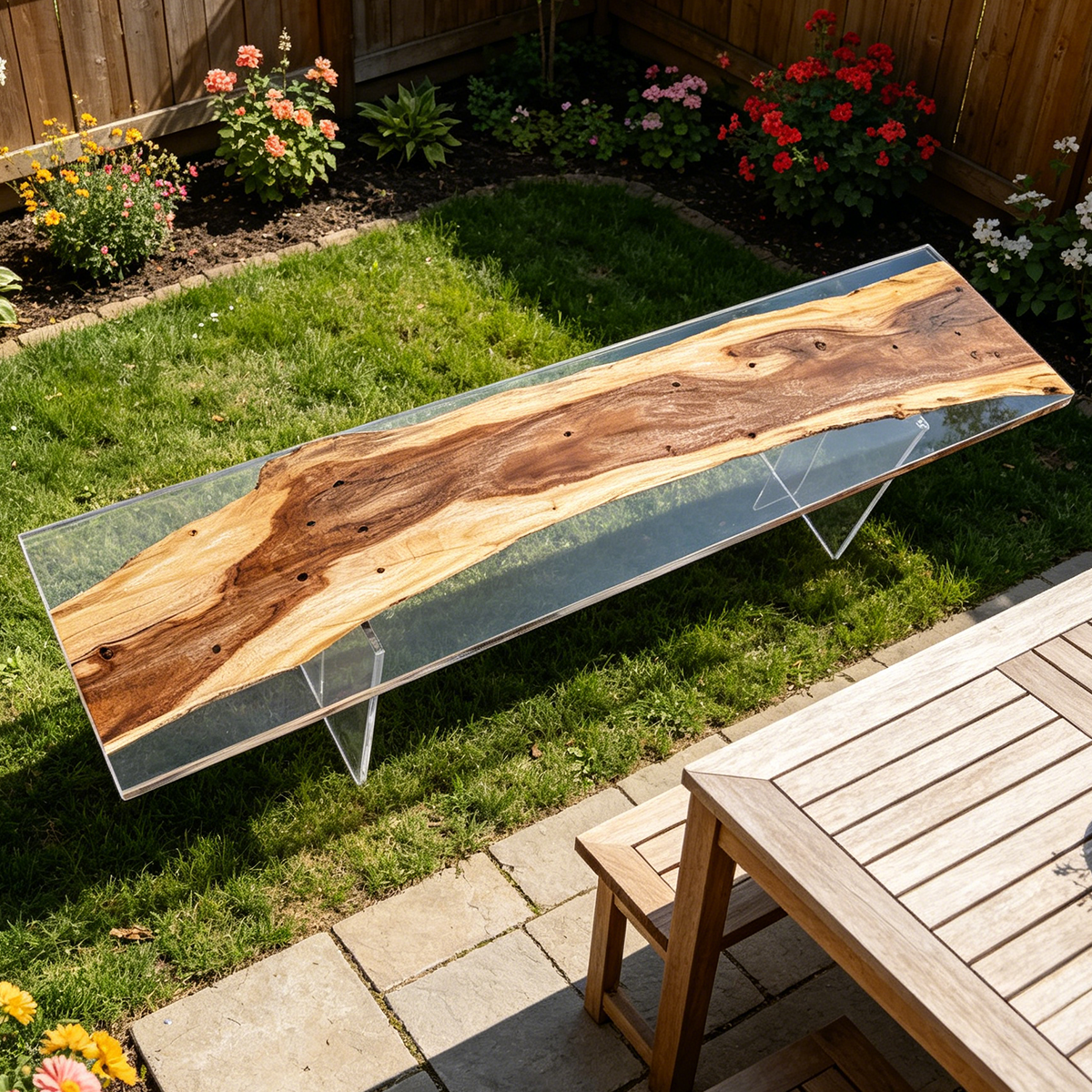 Walnut Wood Epoxy Resin bench