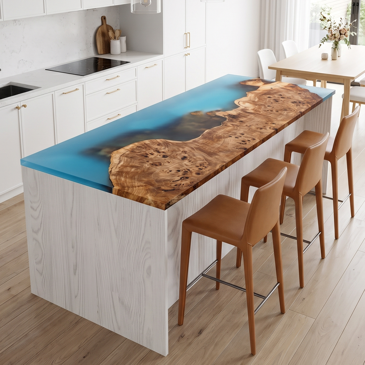 Poplar Wood Coastal Scenery Rectangle Resin Countertop