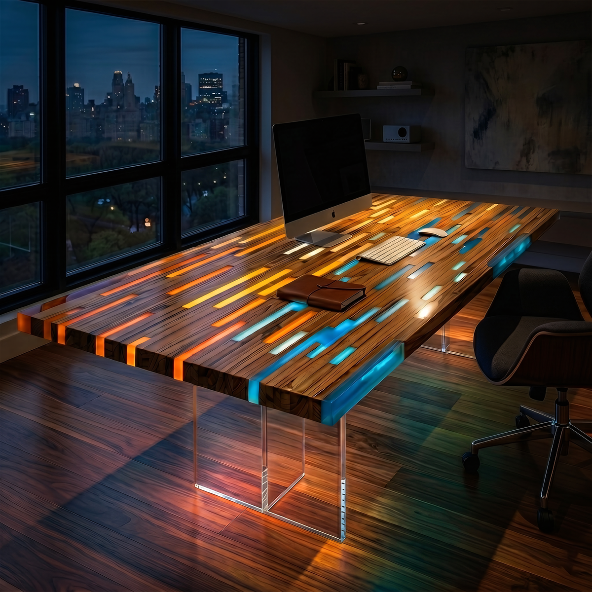 Soft Glow Wood Epoxy Resin LED Table